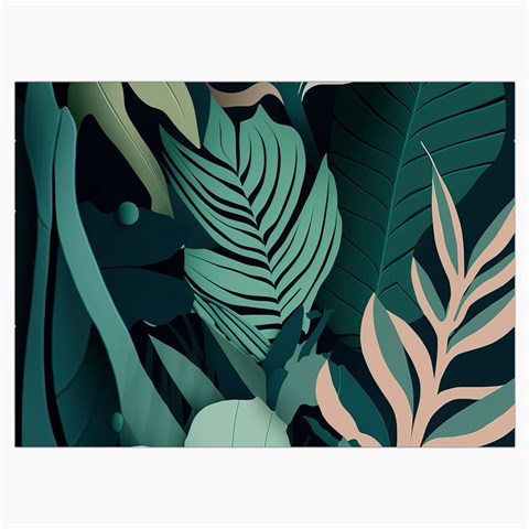 Green Nature Bohemian Painting Leaves Foliage Roll Up Canvas Pencil Holder (L) from ArtsNow.com Front