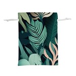 Green Nature Bohemian Painting Leaves Foliage Lightweight Drawstring Pouch (L)