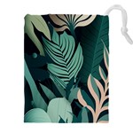 Green Nature Bohemian Painting Leaves Foliage Drawstring Pouch (4XL)