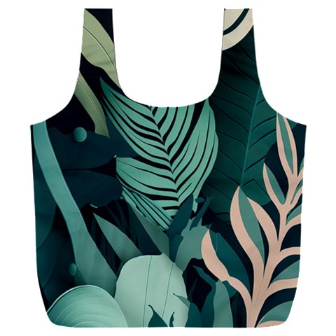 Green Nature Bohemian Painting Leaves Foliage Full Print Recycle Bag (XXXL) from ArtsNow.com Front