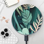 Green Nature Bohemian Painting Leaves Foliage Wireless Fast Charger(White)