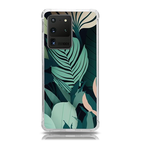 Green Nature Bohemian Painting Leaves Foliage Samsung Galaxy S20 Ultra 6.9 Inch TPU UV Case from ArtsNow.com Front