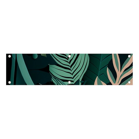 Green Nature Bohemian Painting Leaves Foliage Banner and Sign 4  x 1  from ArtsNow.com Front