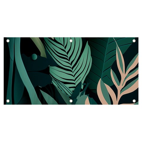 Green Nature Bohemian Painting Leaves Foliage Banner and Sign 4  x 2  from ArtsNow.com Front
