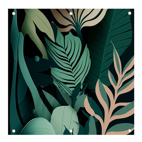 Green Nature Bohemian Painting Leaves Foliage Banner and Sign 4  x 4  from ArtsNow.com Front