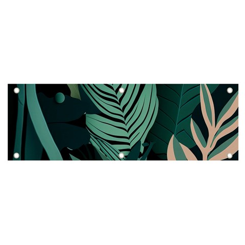 Green Nature Bohemian Painting Leaves Foliage Banner and Sign 6  x 2  from ArtsNow.com Front
