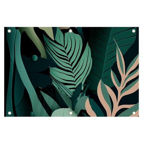 Green Nature Bohemian Painting Leaves Foliage Banner and Sign 6  x 4  from ArtsNow.com Front