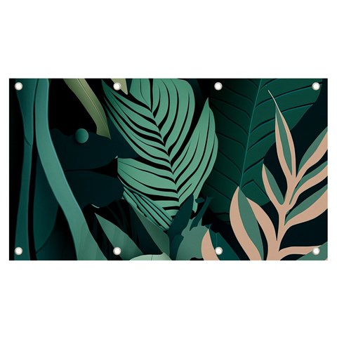 Green Nature Bohemian Painting Leaves Foliage Banner and Sign 7  x 4  from ArtsNow.com Front