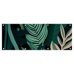 Green Nature Bohemian Painting Leaves Foliage Banner and Sign 8  x 3 