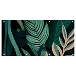 Green Nature Bohemian Painting Leaves Foliage Banner and Sign 8  x 4 