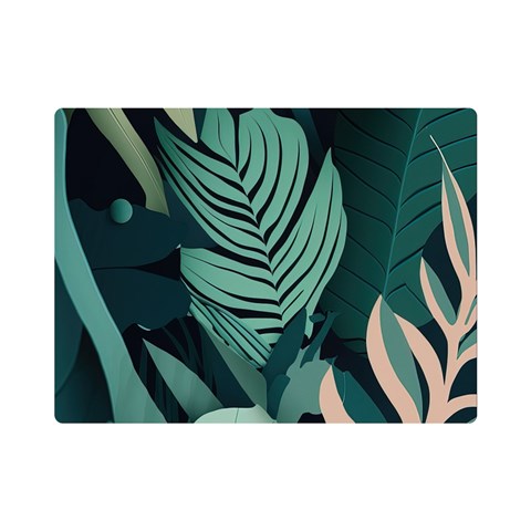 Green Nature Bohemian Painting Leaves Foliage One Side Premium Plush Fleece Blanket (Mini) from ArtsNow.com 35 x27  Blanket Front