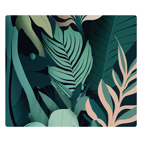 Green Nature Bohemian Painting Leaves Foliage One Side Premium Plush Fleece Blanket (Small) from ArtsNow.com 50 x40  Blanket Front
