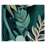 Green Nature Bohemian Painting Leaves Foliage One Side Premium Plush Fleece Blanket (Small)