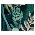 Green Nature Bohemian Painting Leaves Foliage One Side Premium Plush Fleece Blanket (Medium)