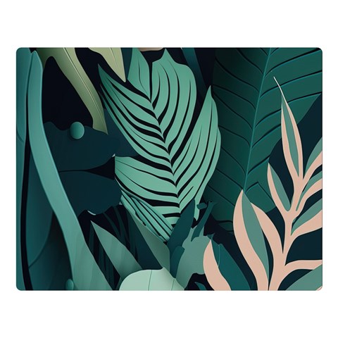 Green Nature Bohemian Painting Leaves Foliage One Side Premium Plush Fleece Blanket (Large) from ArtsNow.com 80 x60  Blanket Front