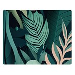 Green Nature Bohemian Painting Leaves Foliage One Side Premium Plush Fleece Blanket (Large)