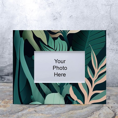 Green Nature Bohemian Painting Leaves Foliage White Tabletop Photo Frame 4 x6  from ArtsNow.com Front