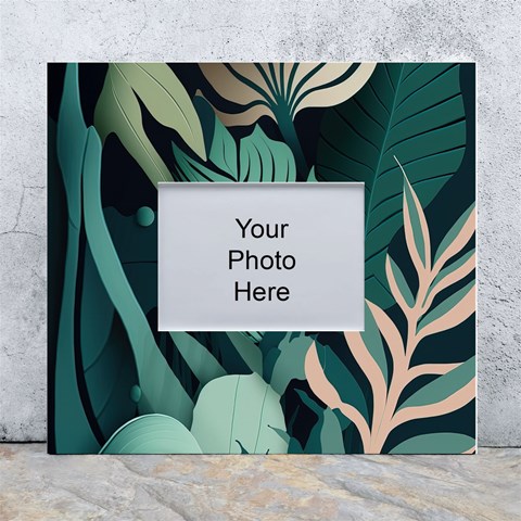 Green Nature Bohemian Painting Leaves Foliage White Wall Photo Frame 5  x 7  from ArtsNow.com Front
