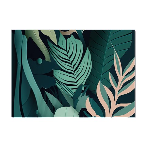 Green Nature Bohemian Painting Leaves Foliage Crystal Sticker (A4) from ArtsNow.com Front