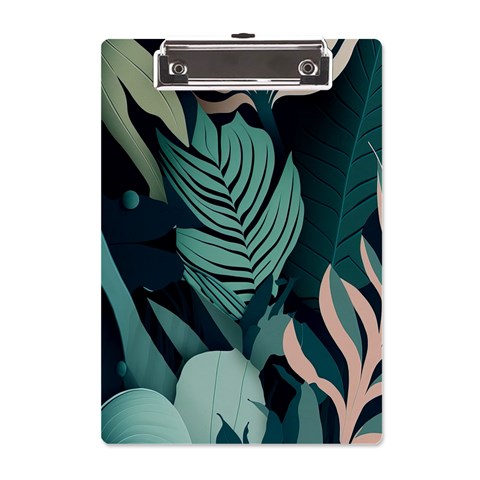 Green Nature Bohemian Painting Leaves Foliage A5 Acrylic Clipboard from ArtsNow.com Front
