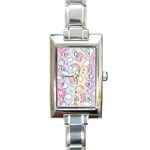 Pusheen Carebears Bears Cat Colorful Cute Pastel Pattern Rectangle Italian Charm Watch