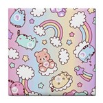 Pusheen Carebears Bears Cat Colorful Cute Pastel Pattern Tile Coaster