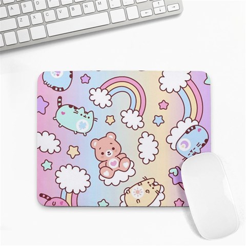 Pusheen Carebears Bears Cat Colorful Cute Pastel Pattern Small Mousepad from ArtsNow.com Front