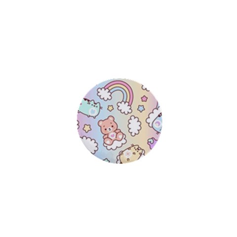 Pusheen Carebears Bears Cat Colorful Cute Pastel Pattern 1  Mini Buttons from ArtsNow.com Front