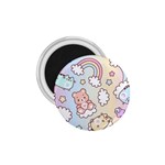 Pusheen Carebears Bears Cat Colorful Cute Pastel Pattern 1.75  Magnets