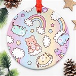 Pusheen Carebears Bears Cat Colorful Cute Pastel Pattern Ornament (Round)