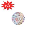 Pusheen Carebears Bears Cat Colorful Cute Pastel Pattern 1  Mini Buttons (10 pack) 