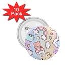 Pusheen Carebears Bears Cat Colorful Cute Pastel Pattern 1.75  Buttons (10 pack)