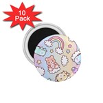 Pusheen Carebears Bears Cat Colorful Cute Pastel Pattern 1.75  Magnets (10 pack) 