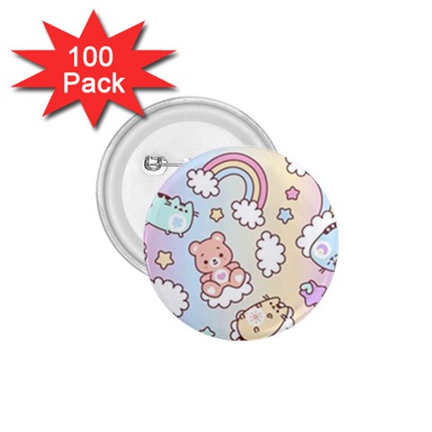 Pusheen Carebears Bears Cat Colorful Cute Pastel Pattern 1.75  Buttons (100 pack)  from ArtsNow.com Front