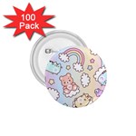 Pusheen Carebears Bears Cat Colorful Cute Pastel Pattern 1.75  Buttons (100 pack) 