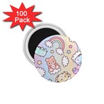 Pusheen Carebears Bears Cat Colorful Cute Pastel Pattern 1.75  Magnets (100 pack) 