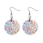 Pusheen Carebears Bears Cat Colorful Cute Pastel Pattern Mini Button Earrings