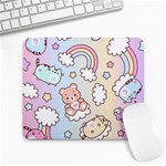 Pusheen Carebears Bears Cat Colorful Cute Pastel Pattern Large Mousepad