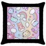 Pusheen Carebears Bears Cat Colorful Cute Pastel Pattern Throw Pillow Case (Black)