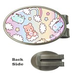 Pusheen Carebears Bears Cat Colorful Cute Pastel Pattern Money Clips (Oval) 