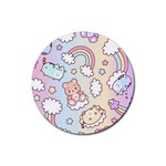 Pusheen Carebears Bears Cat Colorful Cute Pastel Pattern Rubber Coaster (Round)