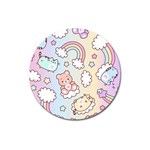 Pusheen Carebears Bears Cat Colorful Cute Pastel Pattern Magnet 3  (Round)