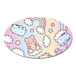 Pusheen Carebears Bears Cat Colorful Cute Pastel Pattern Oval Magnet