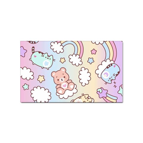 Pusheen Carebears Bears Cat Colorful Cute Pastel Pattern Sticker Rectangular (100 pack) from ArtsNow.com Front
