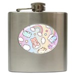 Pusheen Carebears Bears Cat Colorful Cute Pastel Pattern Hip Flask (6 oz)