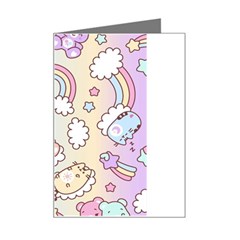 Pusheen Carebears Bears Cat Colorful Cute Pastel Pattern Mini Greeting Card from ArtsNow.com Left