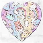 Pusheen Carebears Bears Cat Colorful Cute Pastel Pattern Jigsaw Puzzle (Heart)
