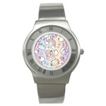 Pusheen Carebears Bears Cat Colorful Cute Pastel Pattern Stainless Steel Watch