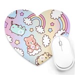 Pusheen Carebears Bears Cat Colorful Cute Pastel Pattern Heart Mousepad