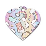 Pusheen Carebears Bears Cat Colorful Cute Pastel Pattern Dog Tag Heart (One Side)